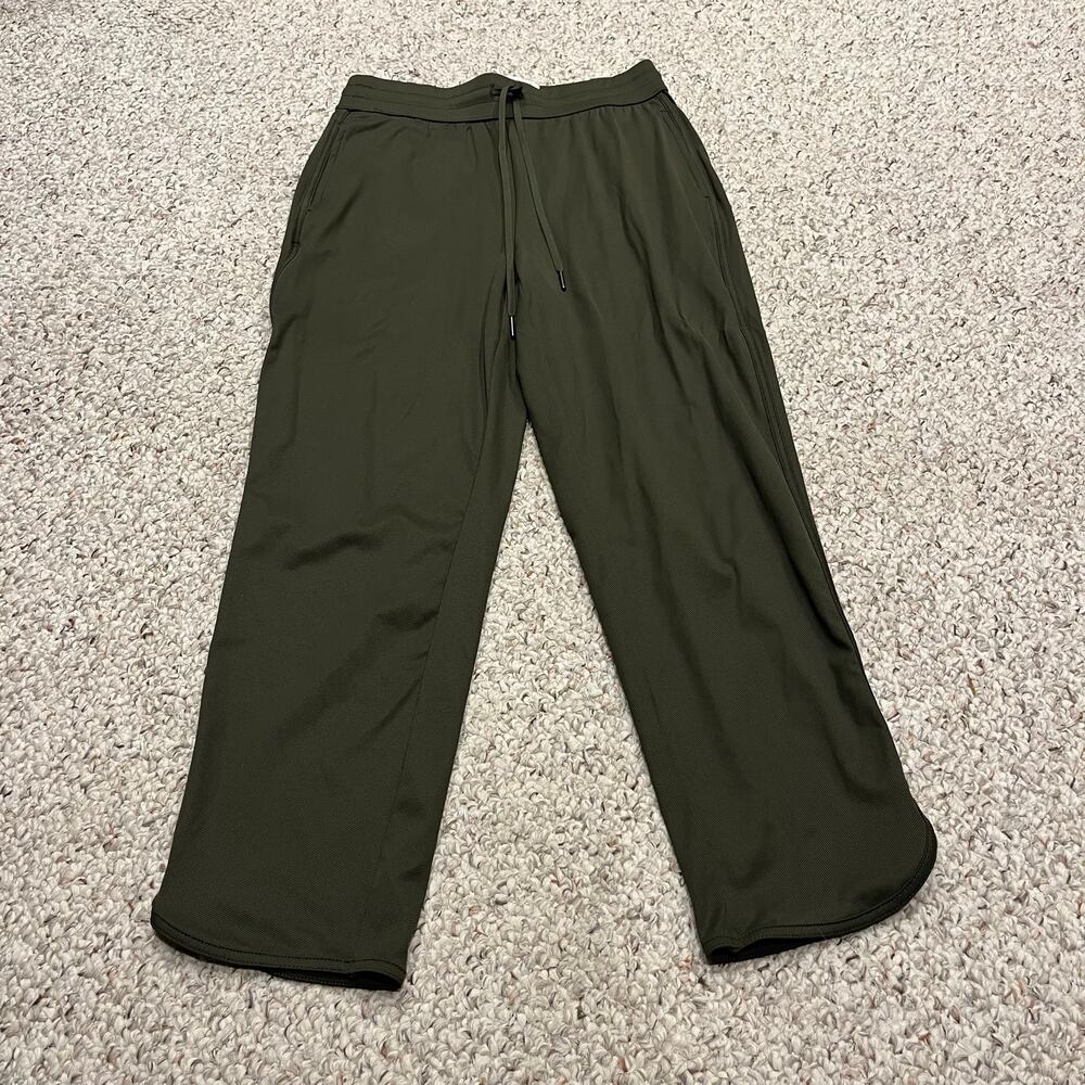 Halara Mid Rise Drawstring Golf Tapered Pants S Green Quick Dry Curved Hem